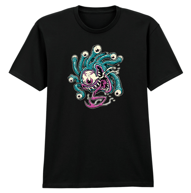 Multi-Eye Monster Black Soft Spun Patterned T-Shirt