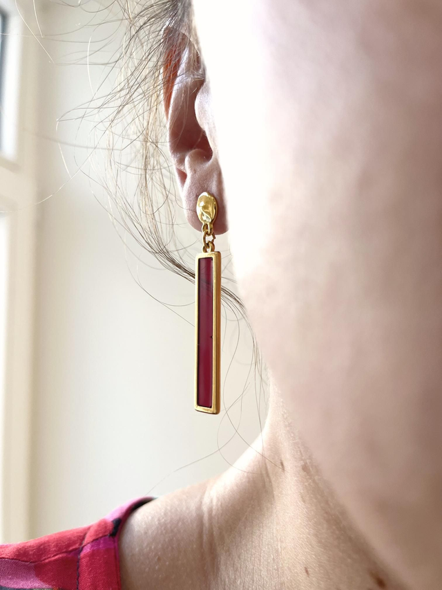 Boucles d'oreilles vitrail rouge-bordeau