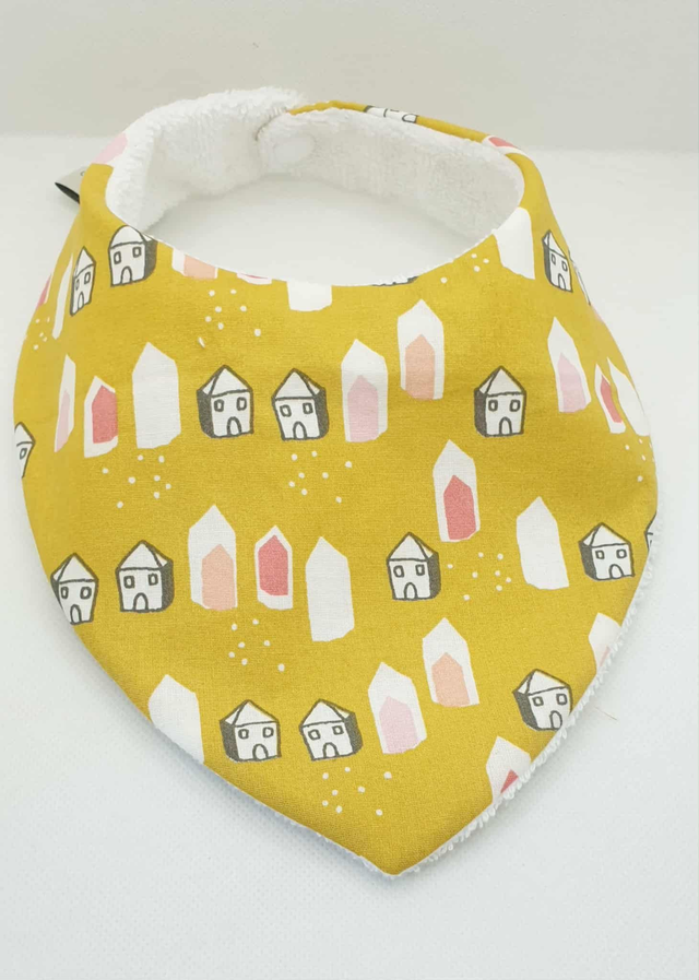 Bavoir bandana "petites maisons" 