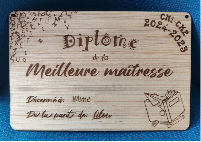 Diplôme de la meilleure maîtresse