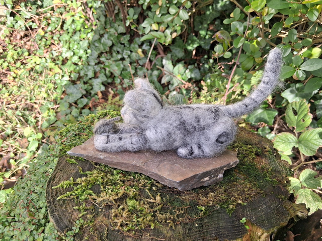 Needle Felt Cat Silver Tabby: Luna