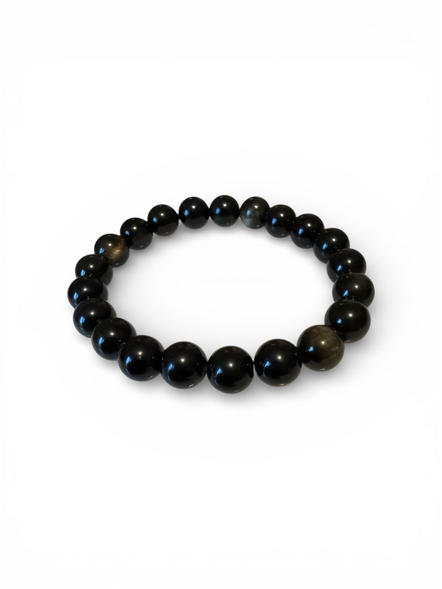 BRACELET OBSIDIENNE PERLES 10mm