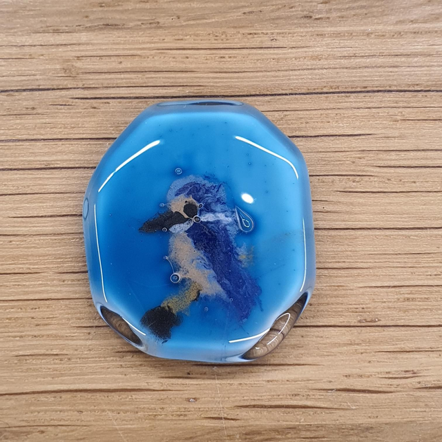Kingfisher glass enamel badge 