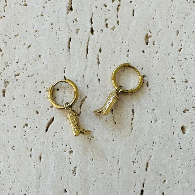 Oorbellen cowboylaarzen goud 