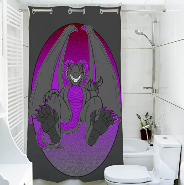 Drache: "It is pay day"  Duschvorhang 140cm x 200cm