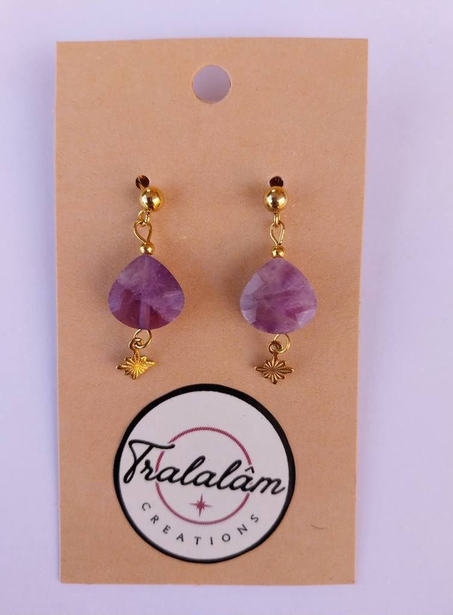 ✨ Boucles d'oreilles "Les Jolies Pierres" Améthyste et étoiles polaires ✨ 