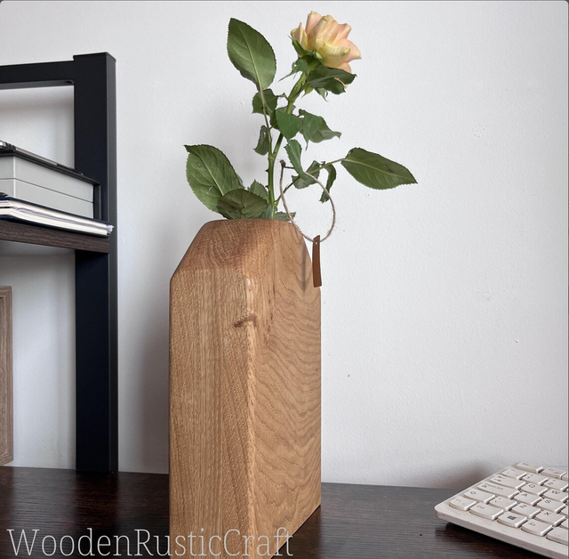 Handmade Solid English Oak Bud Vase