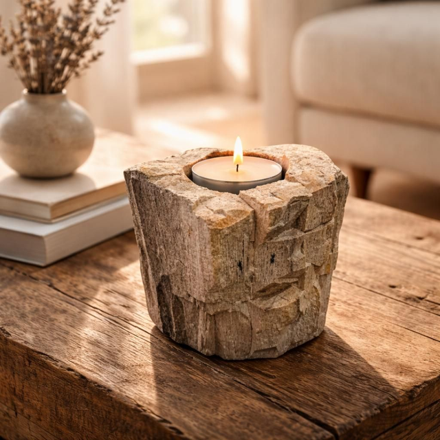 "Bois pétrifié" - Bougeoir 9 cm