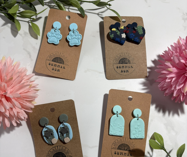 Handmade Blue Clay Earrings