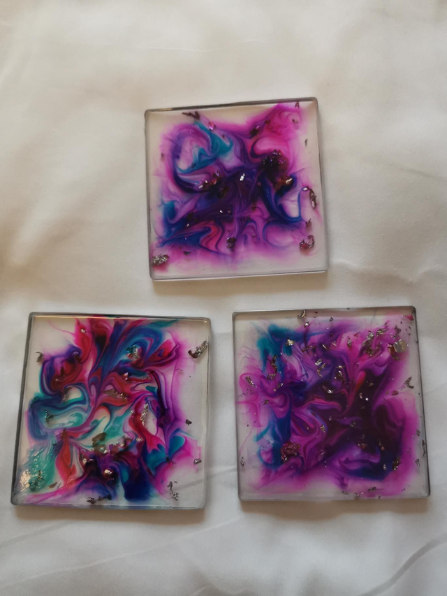 Pink and purple coasters 