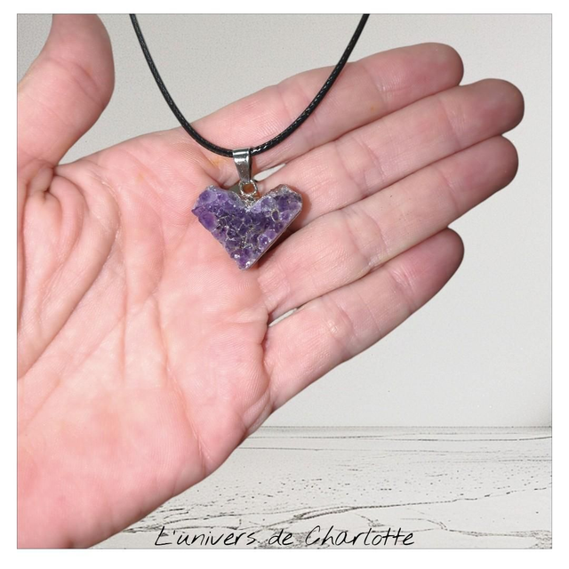 Pendentif "Améthyste brute" coeur PN-202