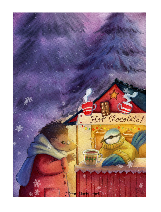 Carte de Noël - Le chocolat chaud