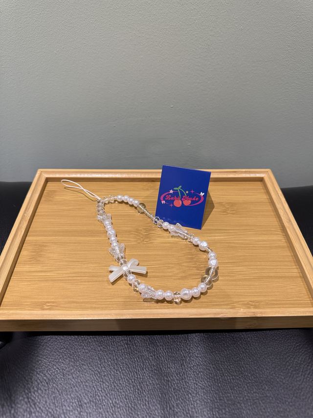 Angel Bow Beaded Strap - Crystal &amp; Pearl 