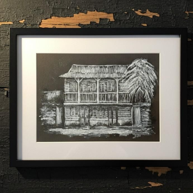 Encre et graphite négatif - case créole #2 - Le Saint-Esprit - Martinique 