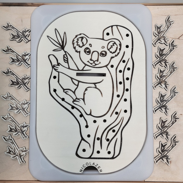 Insert sensoriel bois compatible trofast &quot;le koala gourmand&quot;