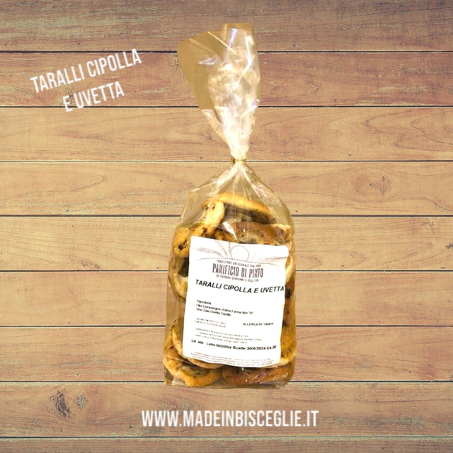 Taralli cipolla e uvetta - 400gr - Panificio Di Pinto