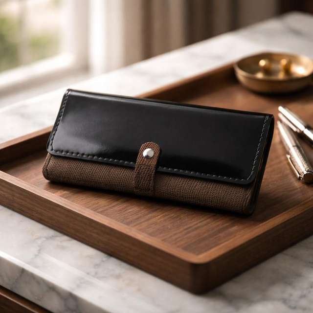 ✨️ PROMO ✨️ Portefeuille / Porte-chéquier en cuir - Noir et marron