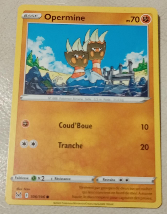 Carte pokémon Opermine