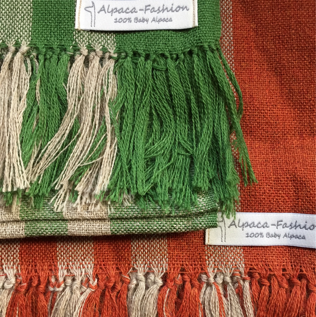 100% babyalpaca omslagdoek groen 75cm x 200cm