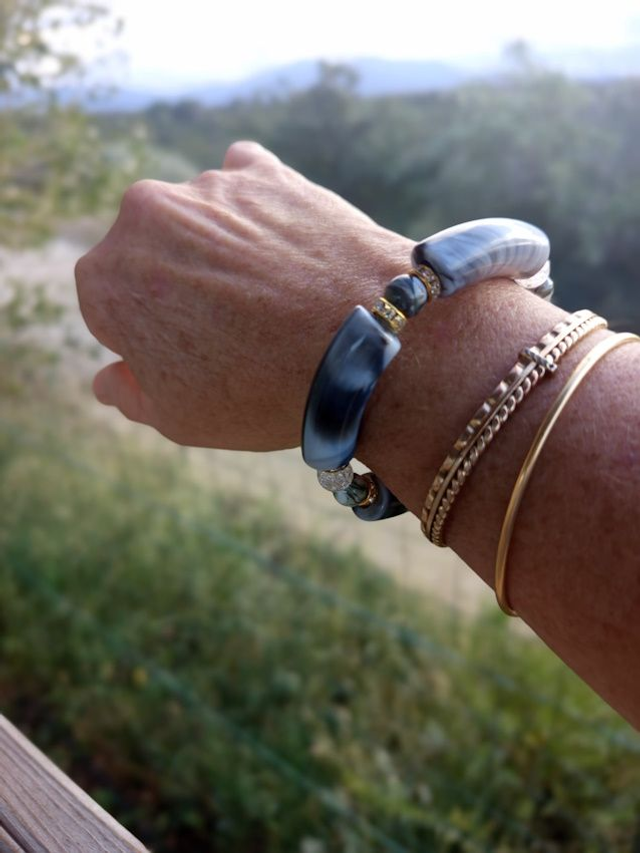 Bracelet perles tubes Arya marbré Sletee