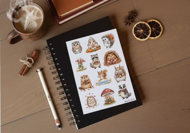 Stickervel Dieren - "Herfstige Bosvriendjes" - Rozeka