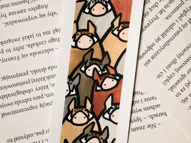 DZIKI zakładka do książki, ręcznie malowana akwarela