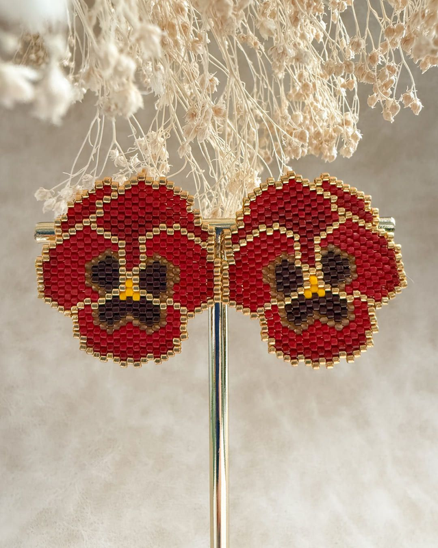 Pensées - Boucles d'oreilles tissées main