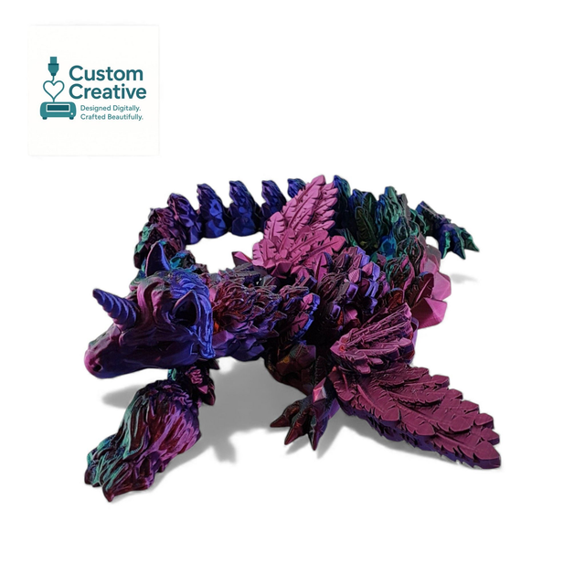 Alicorn Dragon – Winged Flexi Dragon – Tri-Colour Silk – 3D Printed