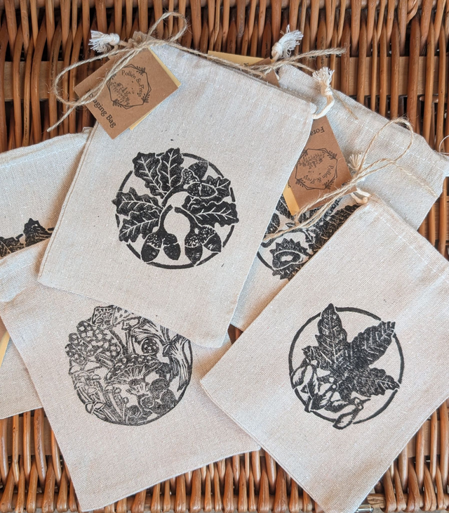 Foraging Bags, Small Drawstring Bags Inspired by Nature