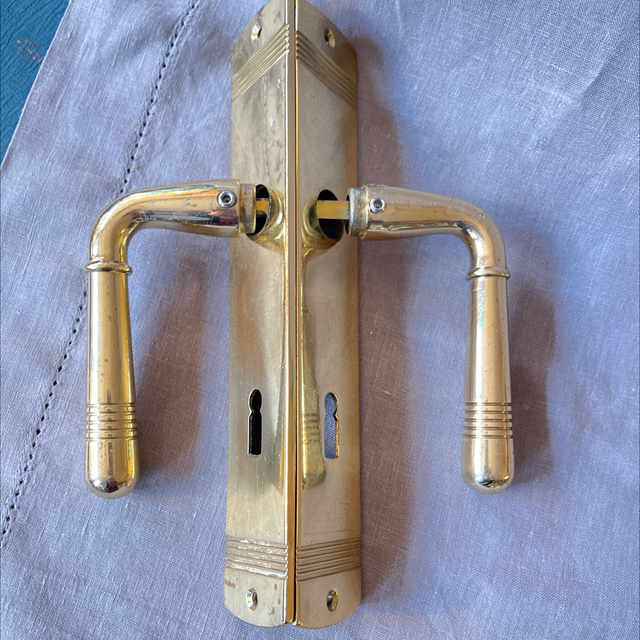 Türgriffe  Messing gerillt beweglich antik