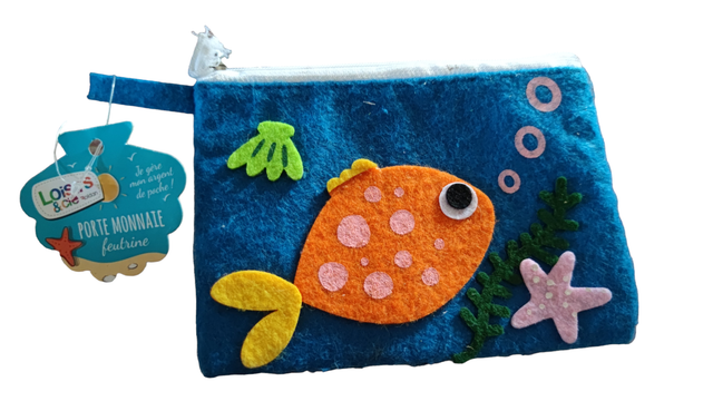 Porte-monnaie en feutrine poisson
