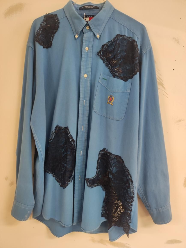 Reworked shirt with lace