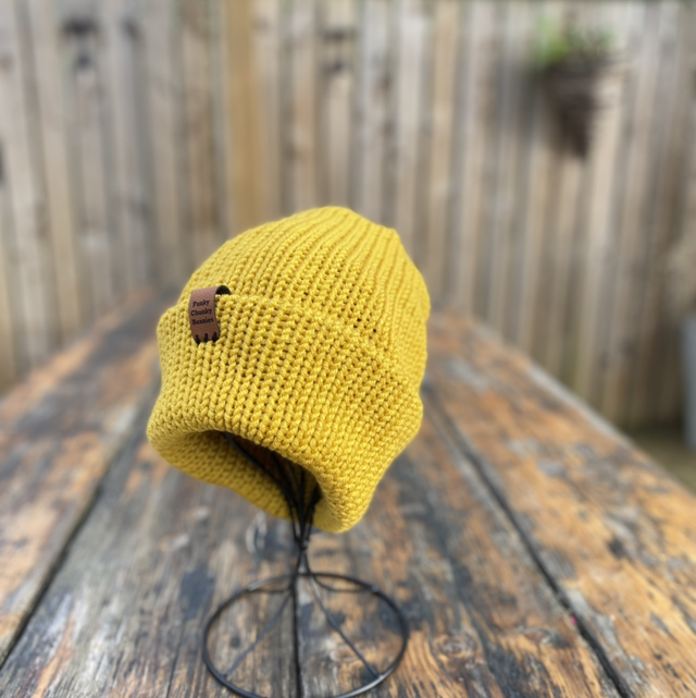 Funky Chunky Beanie - Classic Mustard - Handmade in Scotland