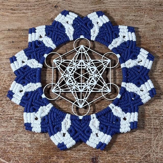 Mandala Metatron bleu et blanc
