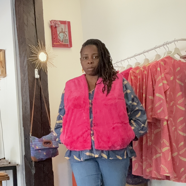Veste Monique sans manches et réversible imprimé Cajou Mur