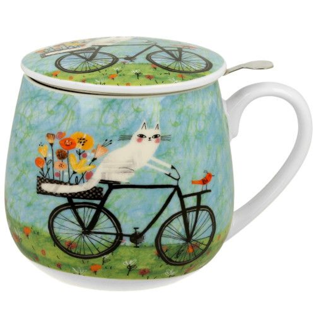 Taza bicycle, porcelana 0,40 l. filtro y tapa, en caja de regalo.  *516