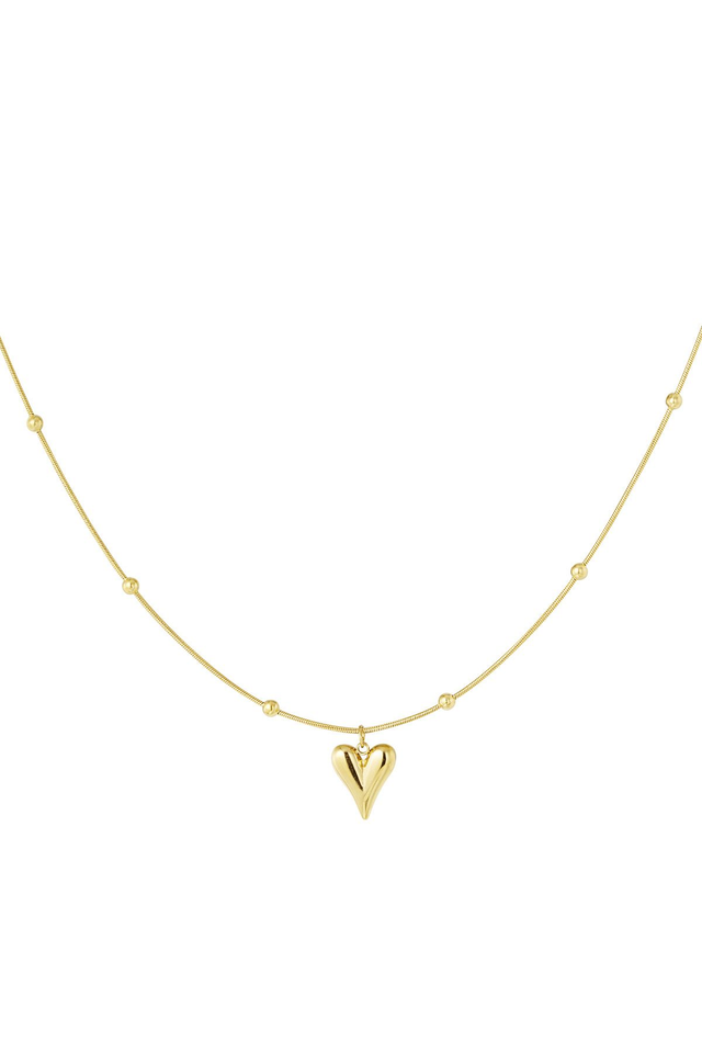 bolletjes ketting met hartje goud