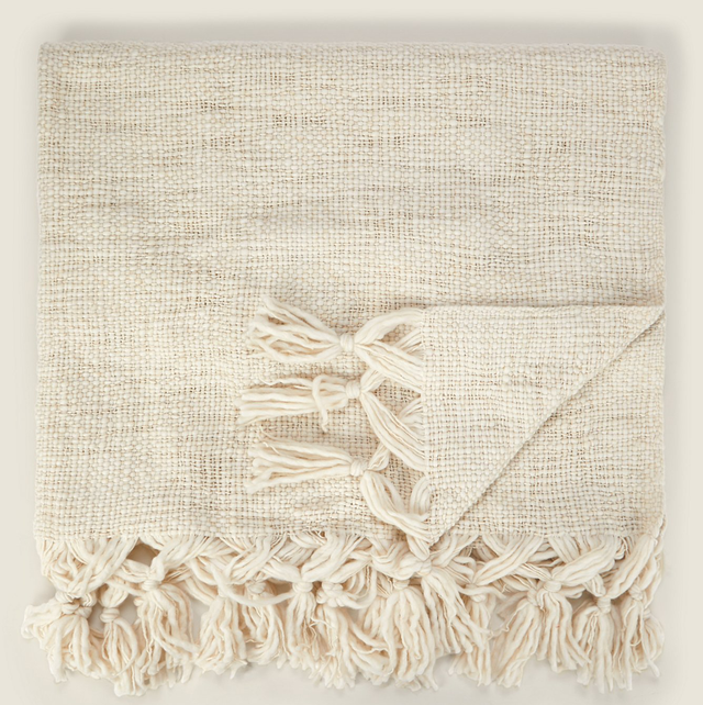 Natural Woven Throw - 130cm x 170cm