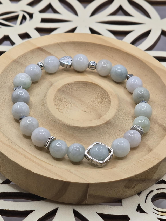 Bracelet Jade vert 0,8 cm 