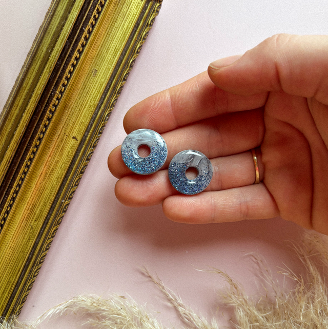 Boulons - marbre gris &amp; paillettes bleues