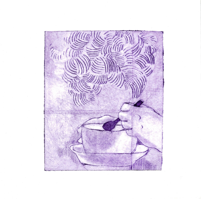 Tasse à la main violet 16x16