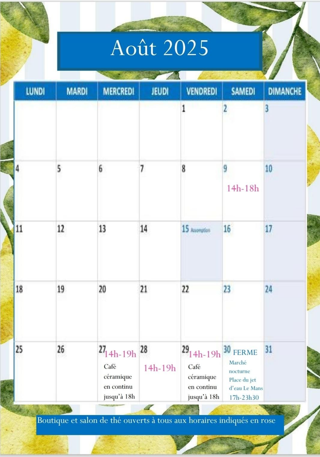 Planning d&#039;août 2025
