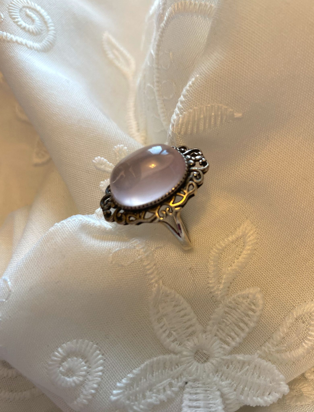Bague Argent Quartz Rose 