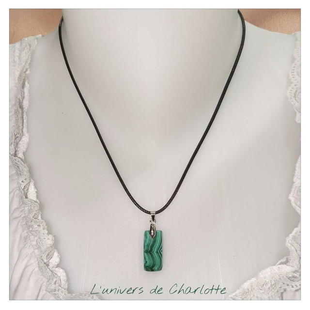 "Malachite" - Pendentif sur cordon - PN-032