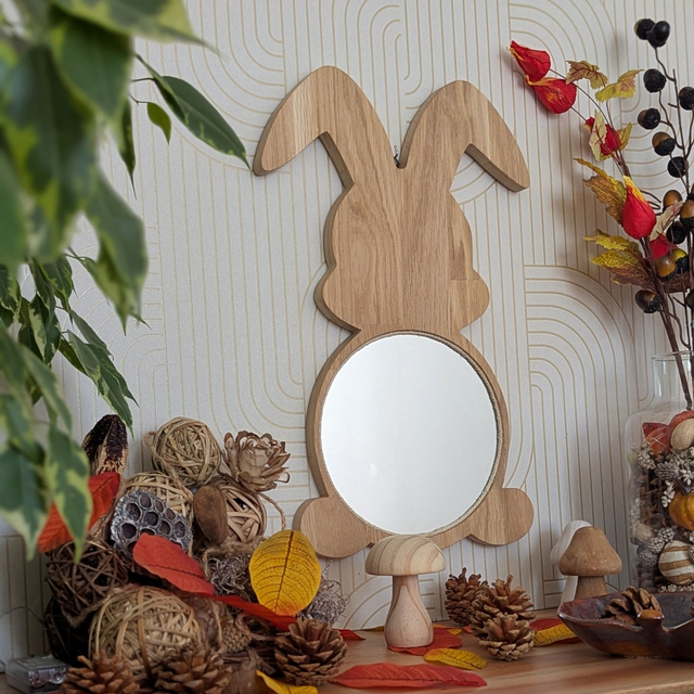 Miroir Lapin en chêne