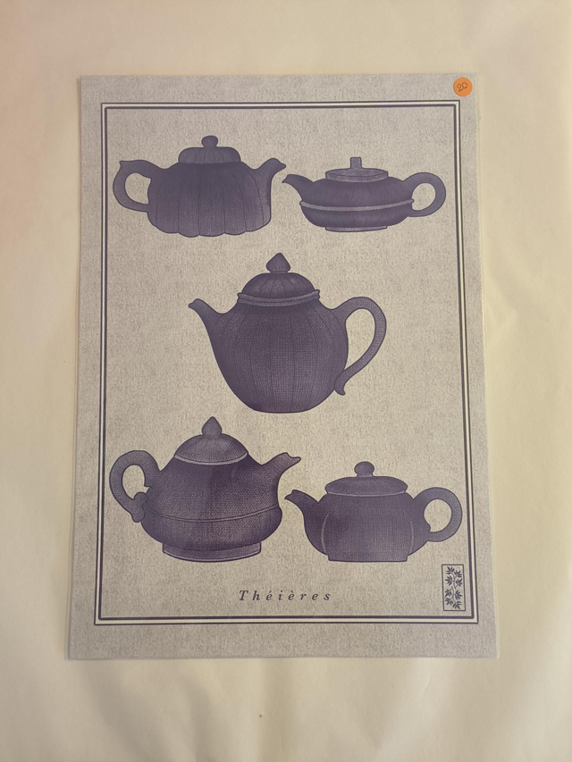 A4 Planche théières bleu