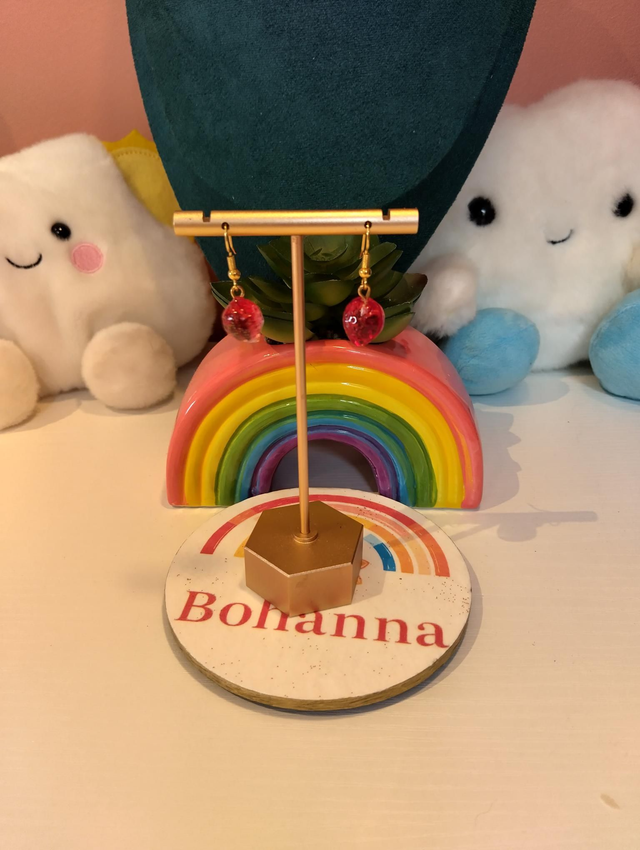  Handmade glass strawberry earrings 