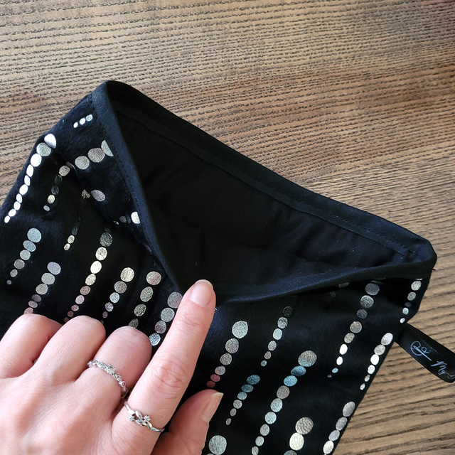 Pochette pour livre Grand Format : Velours noir et argenté