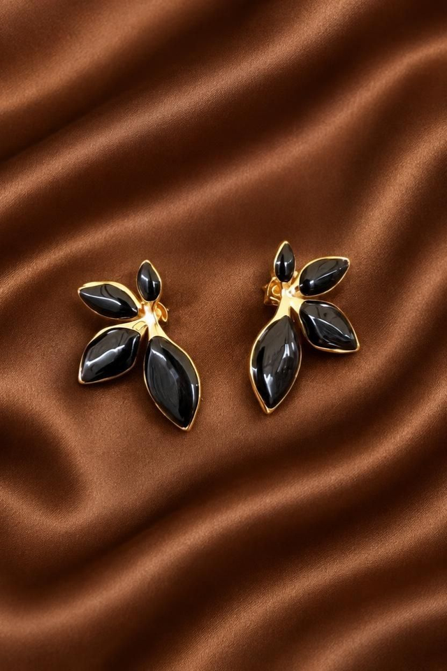 Boucles d’oreilles Onyx Feuillage 