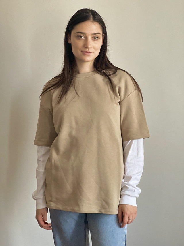 FELPA DONNA OVERSIZE SABBIA